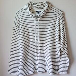 Striped White and Black Hoodie Size L.